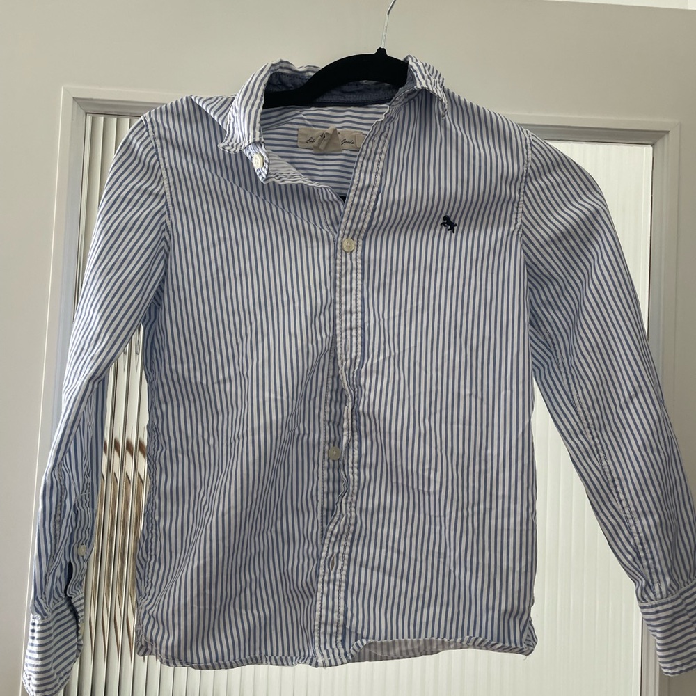 Kids Blue & White Striped Button-Down Shirt